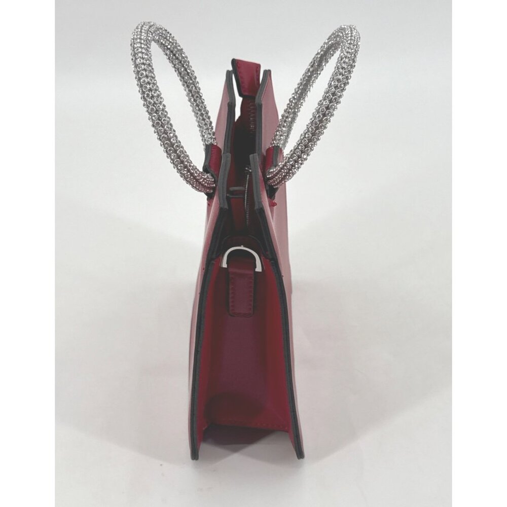Topshop Red Square Handbag With Rhinestone Handles & Detachable Strap - Picture 6 of 13